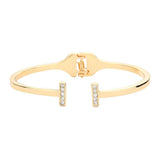 Rhinestone Embellished Metal Rectangle Cuff Bracelet