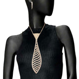 Rhinestone Pave Wave Necktie Necklace