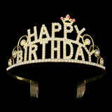 Rhinestone Paved HAPPY BIRTHDAY Message Princess Tiara