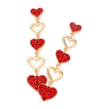 Rhinestone Paved Heart Link Dropdown Earrings