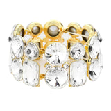 Round Emerald Cut Stone Stretch Evening Bracelet
