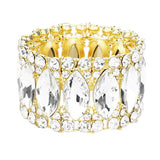 Round Marquise Stone Cluster Stretch Evening Bracelet