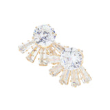 Round Stone Accented Stud Evening Earrings