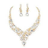 Round Teardrop Stone Accented Evening Necklace