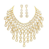 Round Teardrop Stone Cluster Evening Bib Necklace