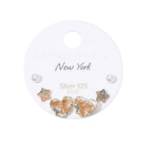 SECRET BOX_925 Sterling Silver Post Heart Stone Star Pearl 3 Pairs Stud Earring Set