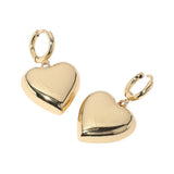 SECRET BOX Stainless Steel Heart Dangle Huggie Hoop Earrings