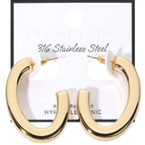 SECRET BOX_Stainless Steel Oval Hoop Earrings