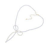 SECRET BOX_Stone Pointed Faceted Beaded Bow Necklace