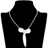 SECRET BOX_Stone Pointed Faceted Beaded Bow Necklace