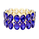 Glass Crystal Oval Stone Cluster Stretch Bracelet