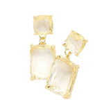 Women's Square Rectangle Link Dangle Evening Earrings