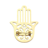 Stainless Steel Cutout Hamsa Hand Pin Brooch