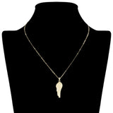 Stainless Steel Stone Paved Wing Pendant Necklace