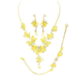 Stone Accented Metal Mesh Petal Jewelry Set