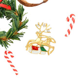 Stone Embellished Metal Reindeer Brooch