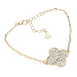 Stone Paved Quatrefoil Pointed Bracelet