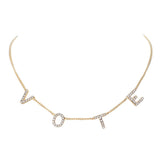 Stone Paved VOTE Initial Message Station Necklace