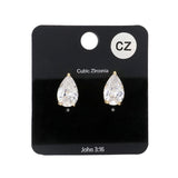 Teardrop CZ Stone Stud Earrings