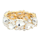Teardrop Cluster Marquise Stone Stretch Evening Bracelet