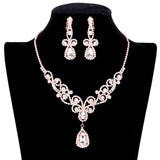 Teardrop Crystal Rhinestone Vine Drop Necklace Earring Set