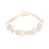 Teardrop Pearl Rhinestone Pave Floral Evening Bracelet