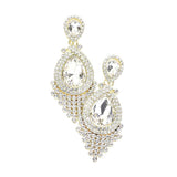 Teardrop Stone Accented Dangle Evening Earrings