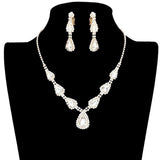 Teardrop Stone Accented Rhinestone Pave Necklace