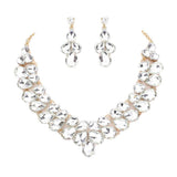 Teardrop Stone Cluster Evening Necklace