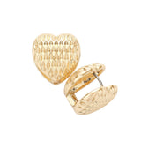 Textured Heart Metal Huggie Earrings
