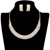 Trendy Crystal Rhinestone Pave Collar Necklace Earring Set