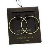Stunning Secret Box Sterling Silver Dipped Metal Hoop Earrings