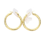 Twisted Stainless Steel Hoop Pin Catch Earrings