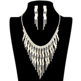 Wavy Fringe Crystal Rhinestone Necklace