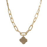 White Gold Dipped Quatrefoil Pendant Necklace