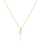 Y-Stainless Steel CZ Stone Paved Monogram Pendant Necklace