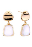 14K Button Double Drop Post Earrings