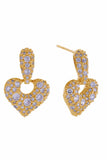 14K Cluster CZ Heart Drop Post Earrings