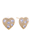 14K Cluster CZ Heart Post Earrings