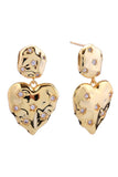 14K Crinkle Heart Pave CZ Post Earring