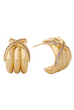 14K Crossover Pave CZ Post Earrings