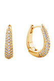 Versatile 14K Dipped Huggie Hoop Cz Paved Earring