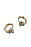 14K Dipped Huggie Hoop Cz Paved Heart Stone Earring