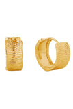 14K Engraved Huggie Hoop Earrings