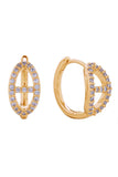 Elegance 14K Farandole Pave CZ Huggie Earrings