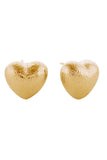 14K Glitter Texture Heart Post Earring