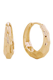 14K Hammered Hoop Huggie Earrings