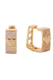 14K Heart in Square Huggie Earrings