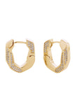 14K Heptagon Pave CZ Huggie Earrings