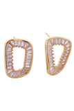 14K Hollow Oval Pave CZ Post Earring